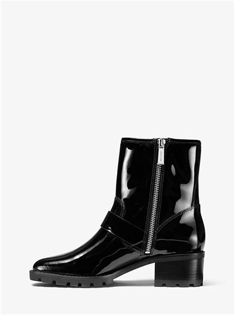 michael michael kors bronwyn patent leather moto boot|Michael Kors Biker Boots for Women .